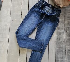 Maurices Blue Skinny Jeans with Faded Detailing